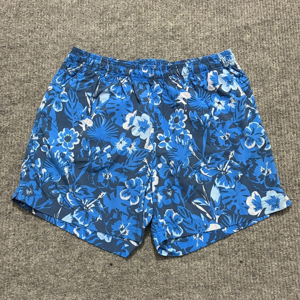 Columbia PFG Mens Swim Shorts Size Large‎ Blue Floral Pull On Stretch Outdoor